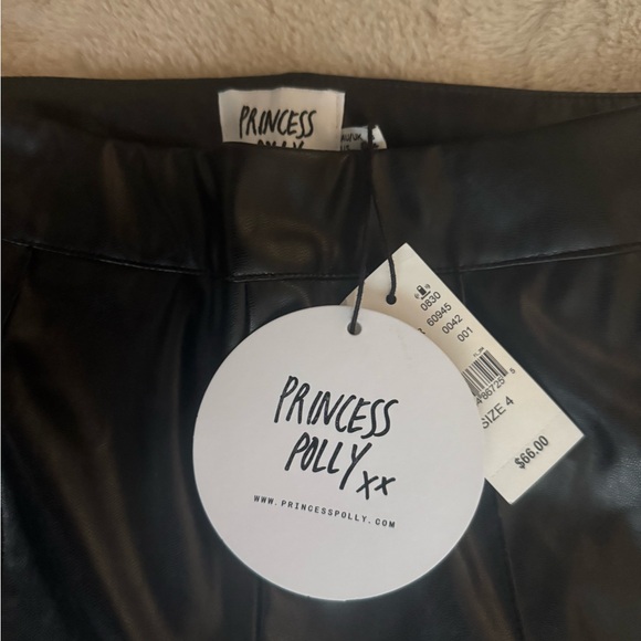 NWT- Princess Polly Black Faux Leather Boot Cut Pants - Picture 2 of 3